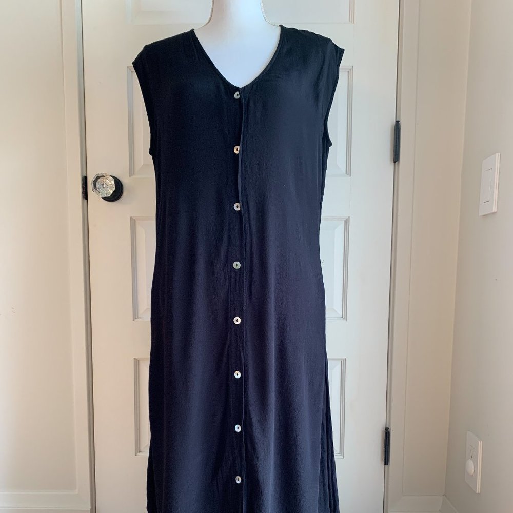 Ava Sky - black Viscose button down dress - M - EUC
